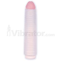 Blush Ribbed Sleeve on Vibrator
