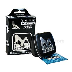 Four Seasons Larger Fit Condoms 6 Pack -  w/ Pocket Tin
