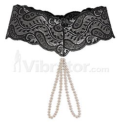 Sensua Double Pearl Black Thong, Large