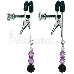 Spartacus - Purple Beaded Nipple Clamps - Wide Jaw