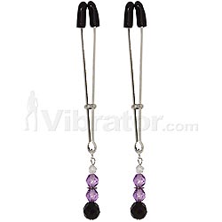 Spartacus - Purple Beaded Nipple Clamps - Tweezer Style