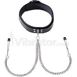 1.5" Leather Collar with Tweezer Clamps